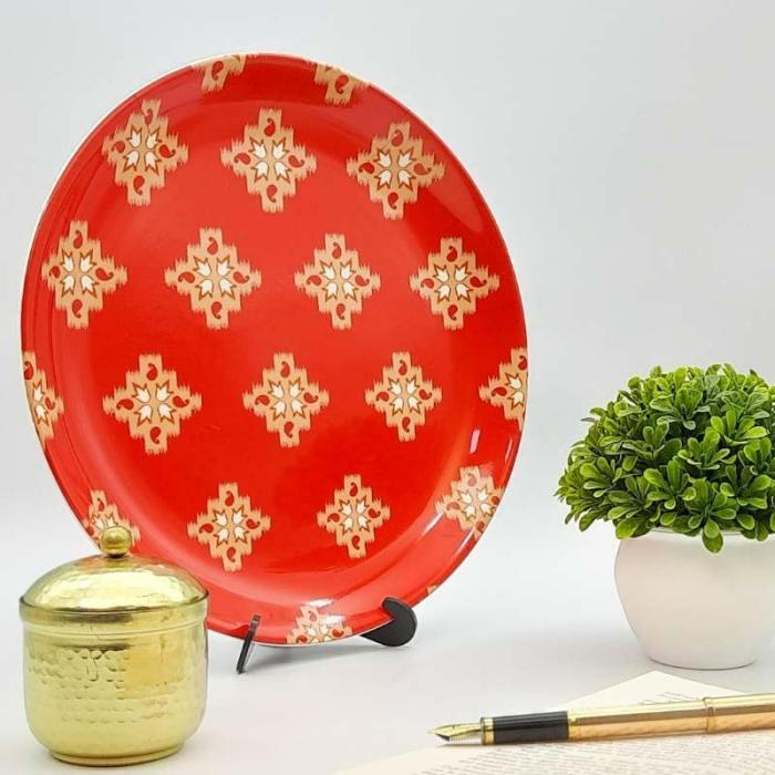 Ikkat Drops Decorative Plate  |   Wall Plates Wall Decor Red