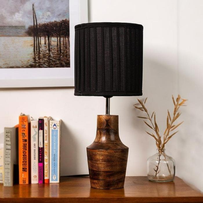 Illeana Pleated Firkin Table Lamp  |   Table Lamps Lamps & Lighting Black