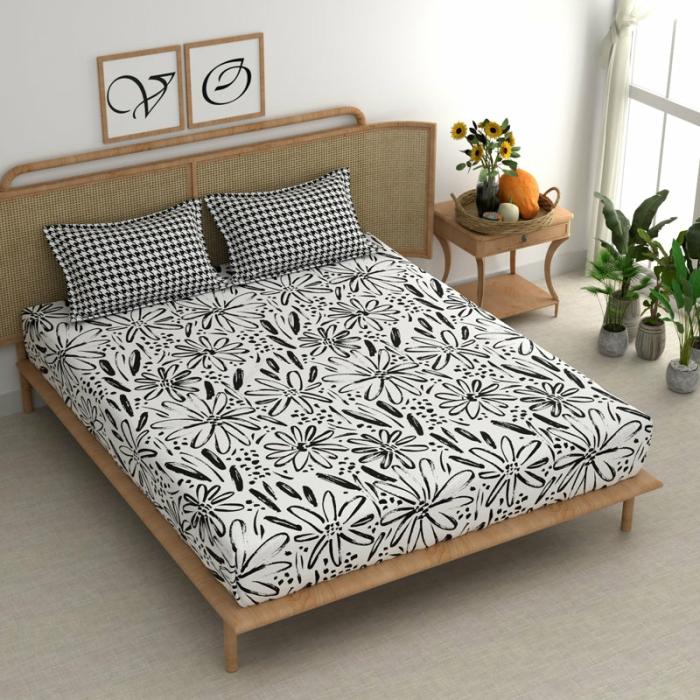 Illustration Bloom Printed Bedsheet  |   Floral Bedsheets Bedsheets Floral Bedsheets