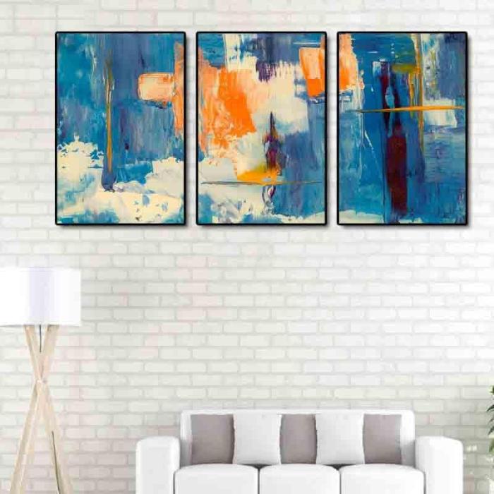 Intrigued Wall Art – Set Of Three  |   Wall Art & Paintings Wall Art & Paintings Blue, Orange