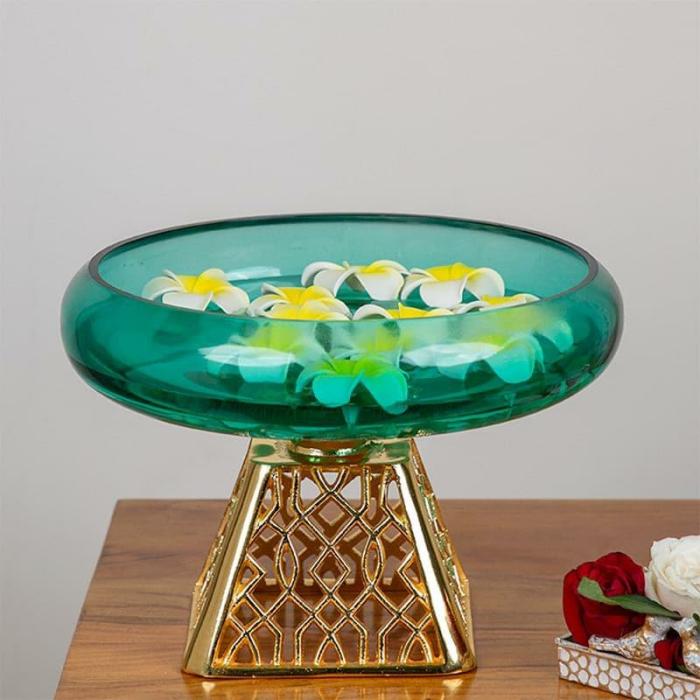 Iramo Glass Accent Bowl  |   Showpieces Showpieces Blue, Gold