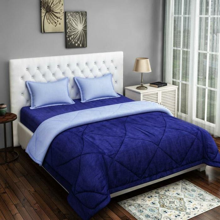 Ivora Tiva Bedsheet  |   Solid Bedsheets Bedsheets Blue