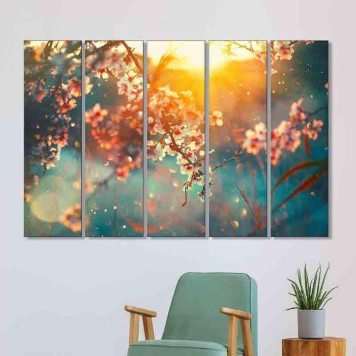 Japanese Blossoms Wall Art – Set Of Five  |   Wall Art & Paintings Wall Art & Paintings Blue, Yellow