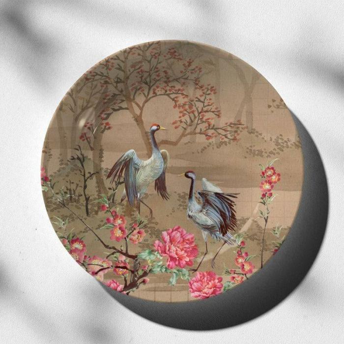 Japanese Cranes Wall Plate  |   Wall Plates Wall Decor Multicolor