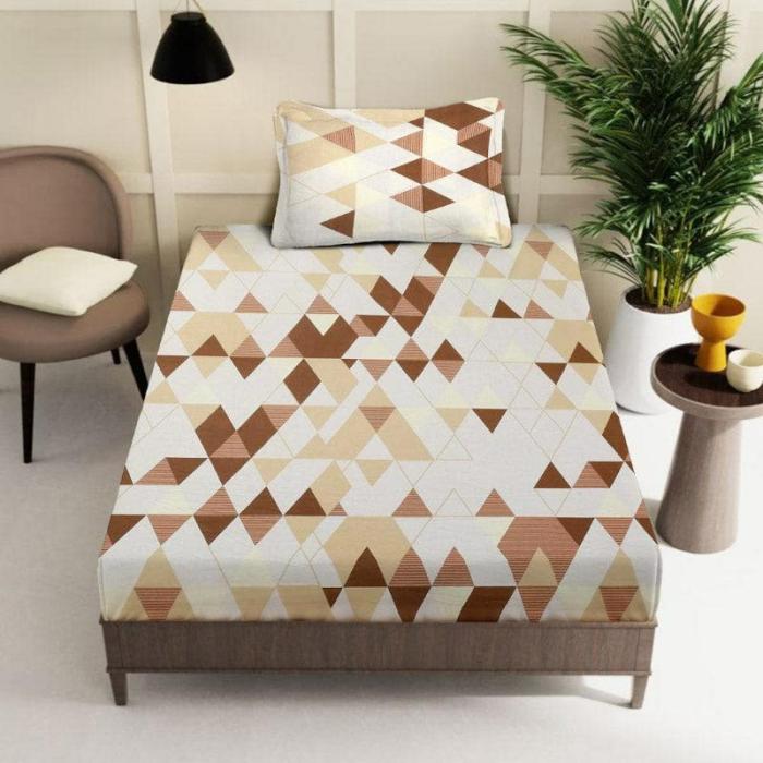 Jigsaw Jam Printed Bedsheet  |   Geometric Bedsheets Bedsheets Brown