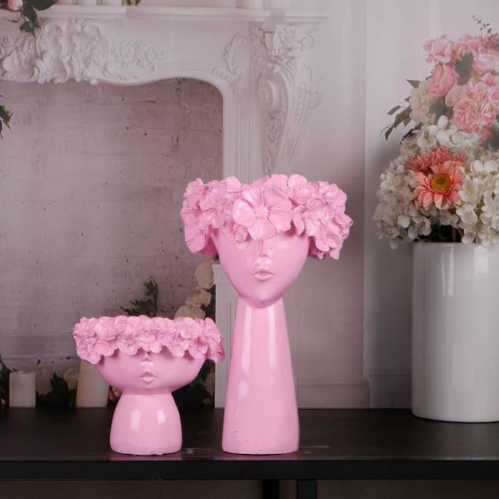 Jimena Pout Face Vase – Set Of Two  |   Vases Showpieces, Vases & Accent Bowls Pink