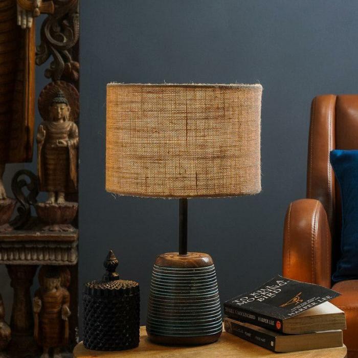 Jute Jam Cobalt Table Lamp  |   Table Lamps Lamps & Lighting Beige, Blue