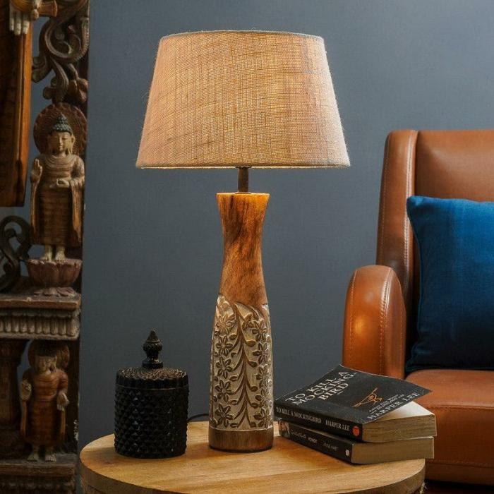 Jute Jamboree Rustic Charm Table Lamp  |   Table Lamps Lamps & Lighting Ivory, Brown