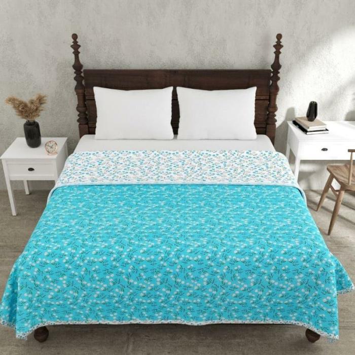 Jyna Floral Dohar  |   Dohars, Razai & Blankets Bedding Blue