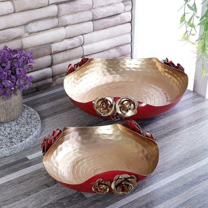 Karthava Ethnic Urli – Set Of Two  |   Showpieces Showpieces Red, Gold