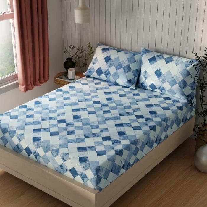 Kathia Geometric Bedsheet  |   Geometric Bedsheets Bedsheets Blue