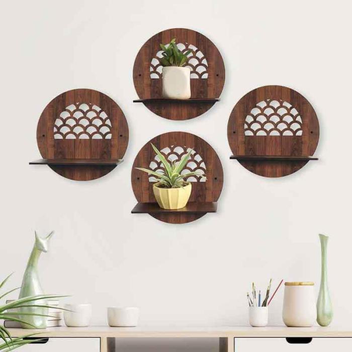 La Gardenia Wall Shelves – Set Of Four  |   Wall Shelves Wall Decor Brown