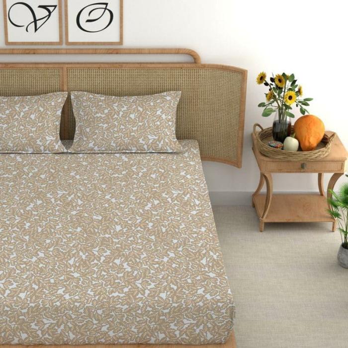 Lana Printed Bedsheet  |   Floral Bedsheets Bedsheets Brown, White