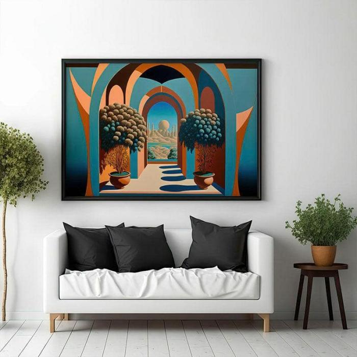 Landscape With Plants Wall Painting  |   Wall Art & Paintings Wall Art & Paintings Blue, Orange