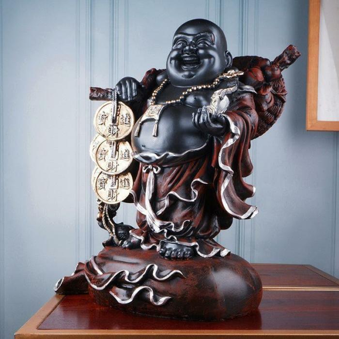 Laughing Budha Showpiece  |   Showpieces Showpieces Grey, Brown, Gold