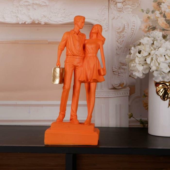 Let’s Go Shopping Couple Showpiece  |   Showpieces Showpieces Orange, Gold