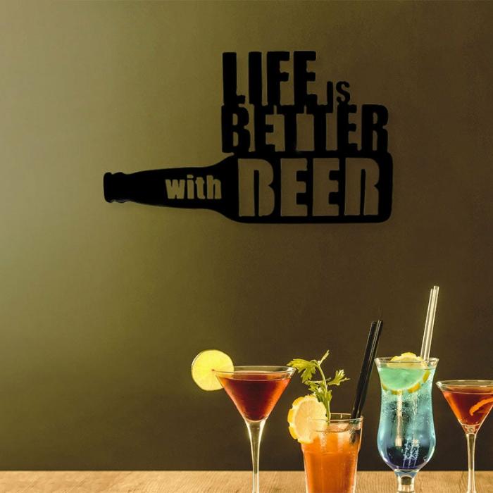 Life Is Better With Beer Wall Art  |   Wall Accents Wall Accents Black