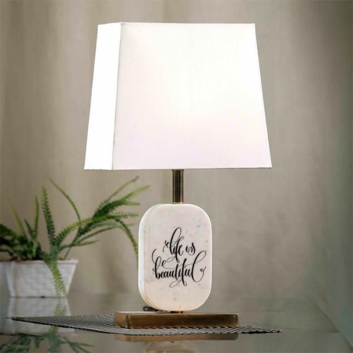 Life Light Marble & Brass Base Table Lamp  |   Table Lamps Lamps & Lighting Table Lamps