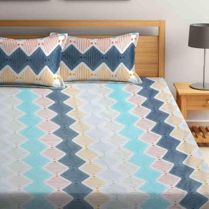 Lifelines Bedsheet  |   Geometric Bedsheets Bedsheets Blue