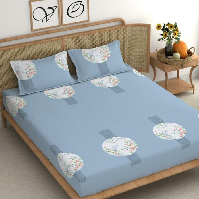 Lillian Printed Bedsheet  |   Floral Bedsheets Bedsheets Blue, White