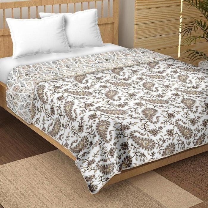 Liya Printed Dohar  |   Dohars, Razai & Blankets Bedding Brown, White