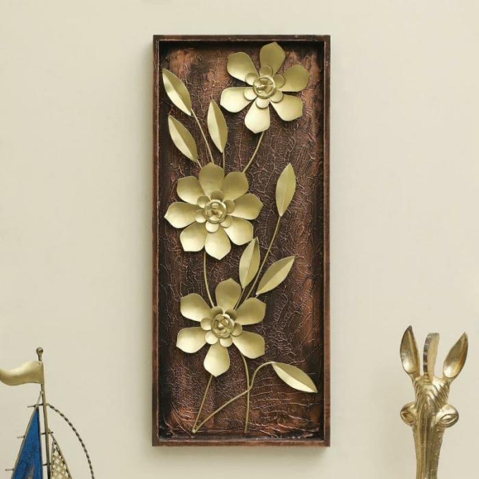 Magdalene Floral Wall Accent  |   Wall Accents Wall Accents Gold, Brown