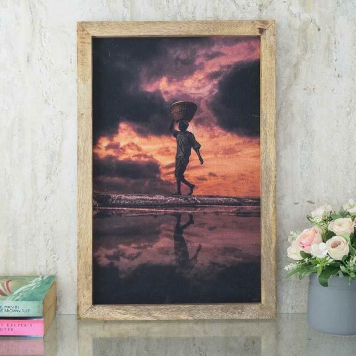 Man On The Beach Canvas Painting  |   Wall Art & Paintings Wall Art & Paintings Orange, Grey