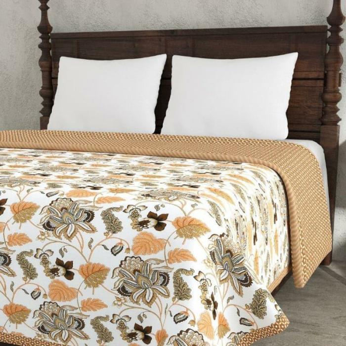 Manasa Floral Dohar  |   Dohars, Razai & Blankets Bedding Brown