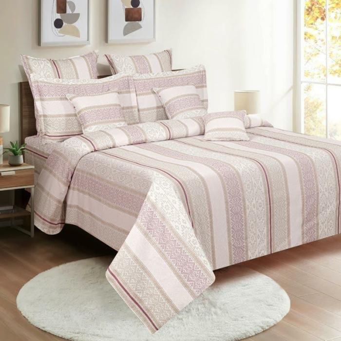 Marg Striped Bedsheet  |   Geometric Bedsheets Bedsheets Geometric Bedsheets