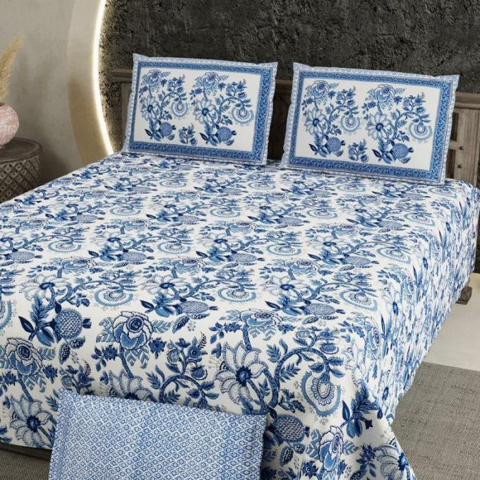 Milona Floral Bedsheet  |   Floral Bedsheets Bedsheets Blue