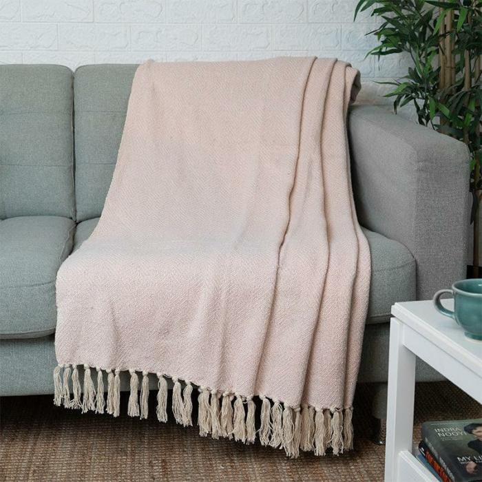 Minasa Woven Throw  |   Throws Furnishings Pink