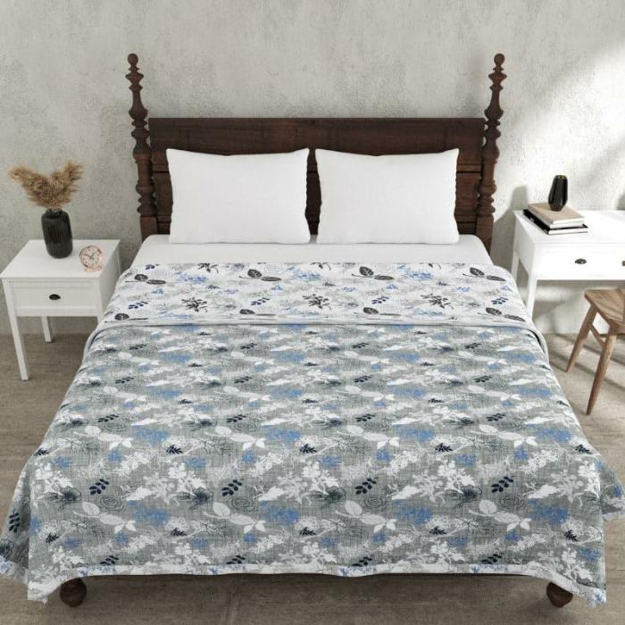 Miracle Merge Floral Dohar  |   Dohars, Razai & Blankets Bedding Blue, White