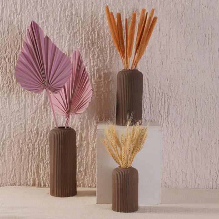 Miso Ribbed Vase – Set Of Three  |   Vases Showpieces, Vases & Accent Bowls Brown