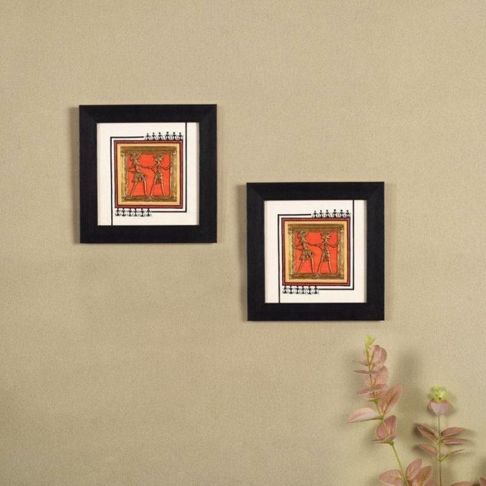 Missoni Dhokra Wall Art – Set Of Two  |   Wall Art & Paintings Wall Art & Paintings Orange, Gold