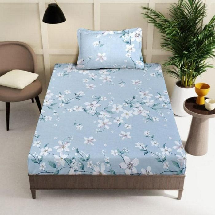 Mitusha Printed Bedsheet  |   Floral Bedsheets Bedsheets Blue