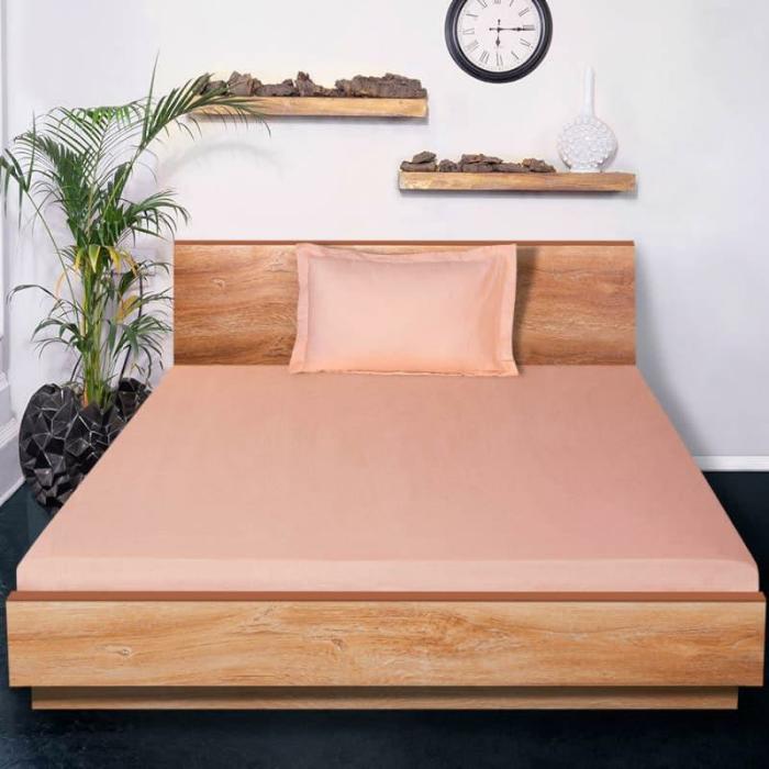 Monochrome Luxe Solid Bedsheet  |   Solid Bedsheets Bedsheets Peach