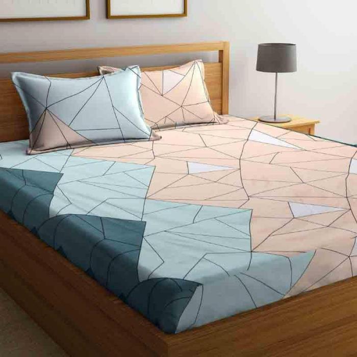 Mosaic Geometric Bedsheet  |   Geometric Bedsheets Bedsheets Blue, Peach