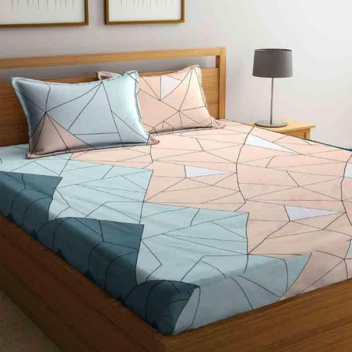 Mosaic Geometric Fitted Sheet  |   Geometric Bedsheets Bedsheets Blue, Peach