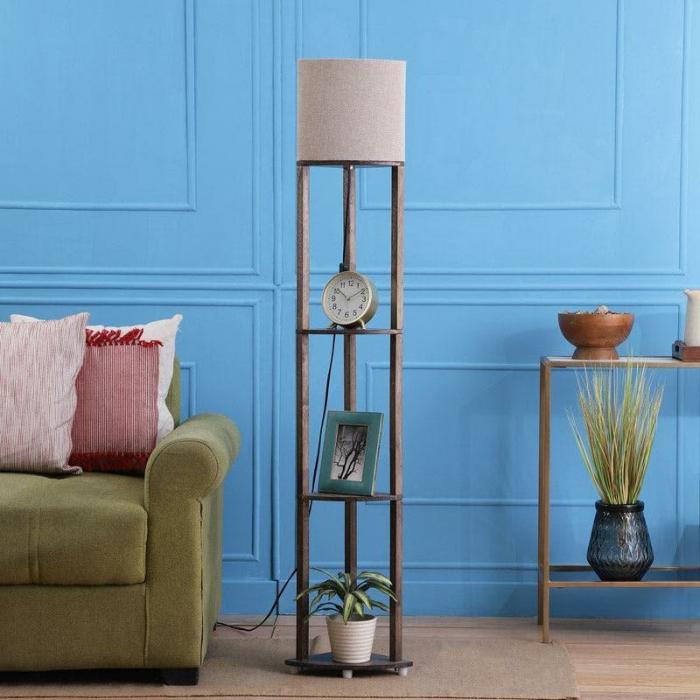 Mystie Yuno Floor Lamp With Shelf  |   Floor Lamps Floor Lamps Beige