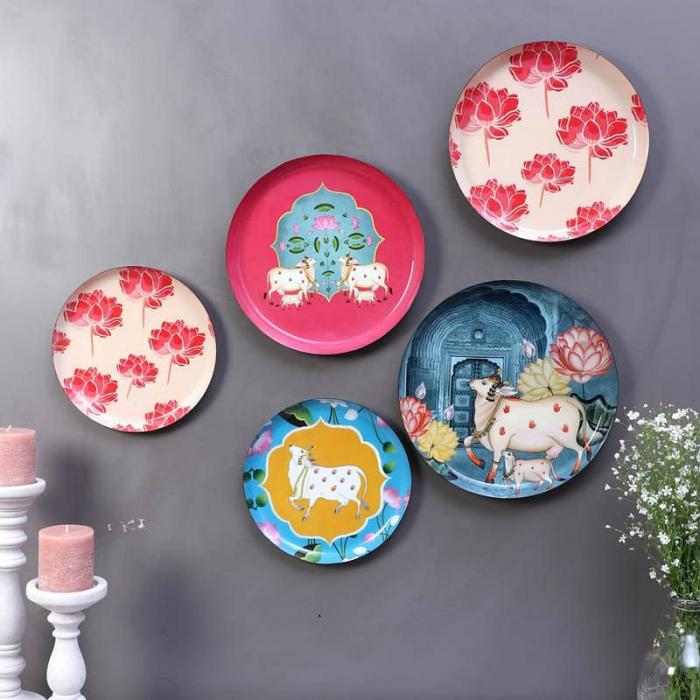 Nandi Beauty Wall Plate – Set Of Five  |   Wall Plates Wall Decor Multicolor