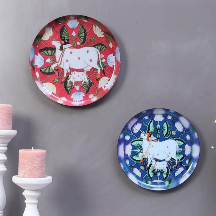 Nandi Grace Wall Plate – Set Of Two  |   Wall Plates Wall Decor Multicolor