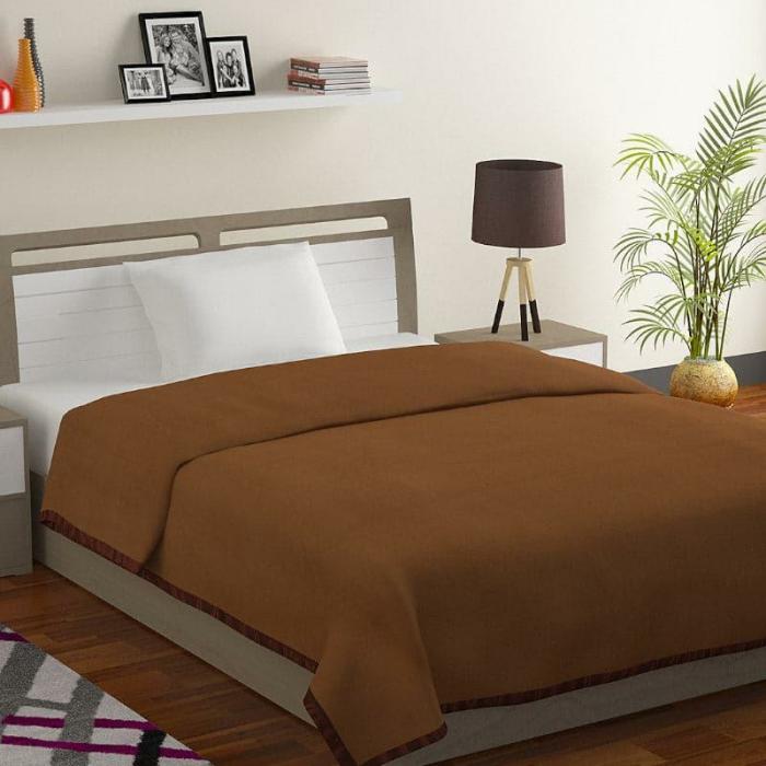 Nerada Solid Blanket  |   Dohars, Razai & Blankets Bedding Brown