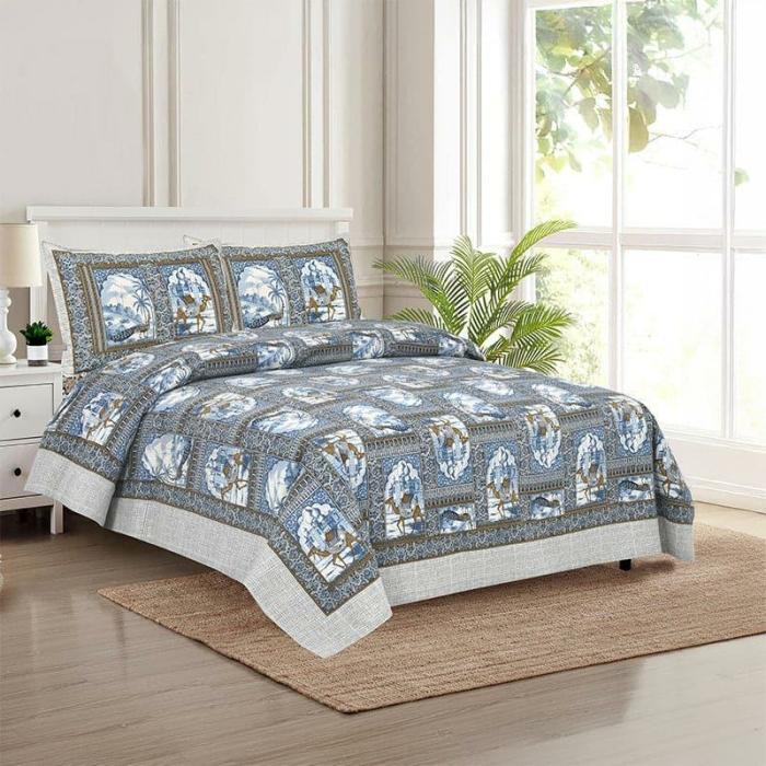 Niran Royal Courtyard Bedsheet  |   Geometric Bedsheets Bedsheets Blue