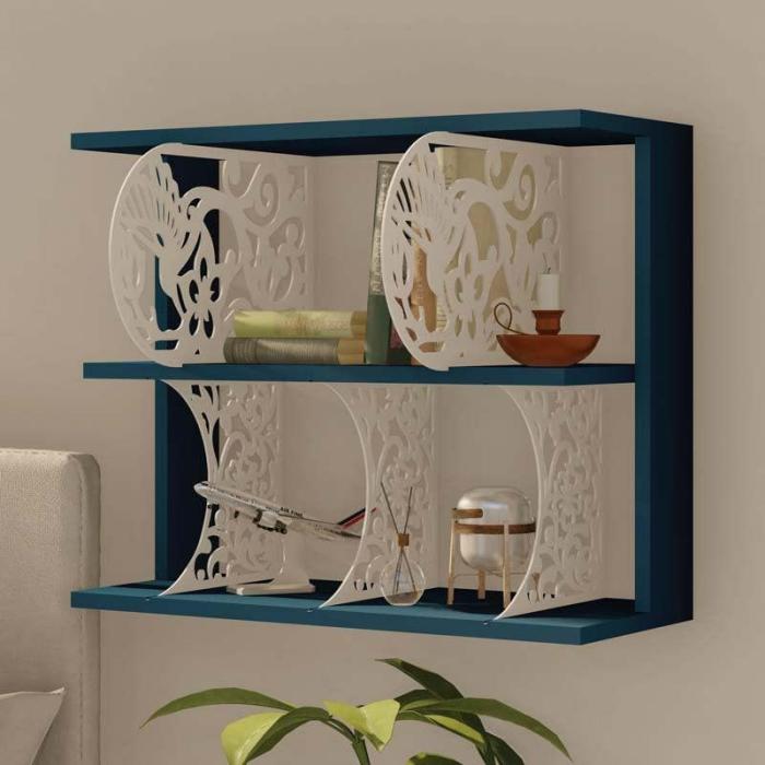 Oakwood Haven Wall Shelf  |   Wall Shelves Wall Decor Blue, White