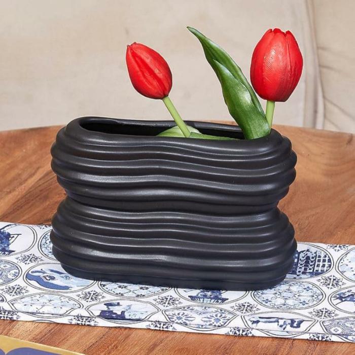 Ogna Stripe Vase  |   Vases Showpieces, Vases & Accent Bowls Black