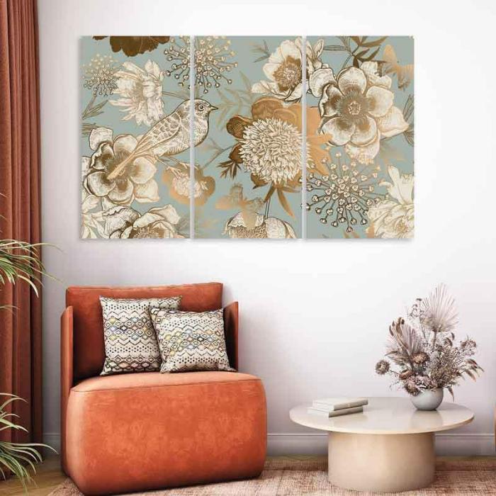 Oriental Charm Wall Art – Set Of Three  |   Wall Art & Paintings Wall Art & Paintings Blue, Gold