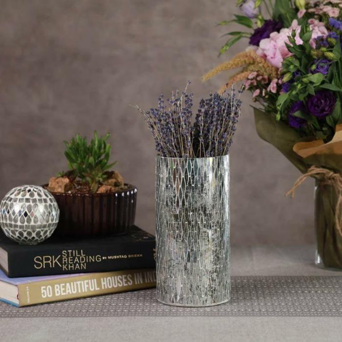 Oshun Mosaic Vase  |   Vases Showpieces, Vases & Accent Bowls Silver