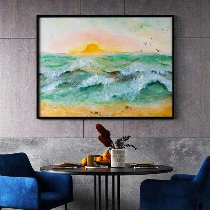 Painting Sunset At Sea Canvas Painting  |   Wall Art & Paintings Wall Art & Paintings Multicolor