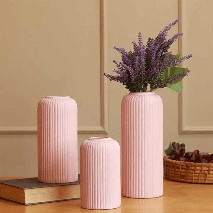 Pasha Ceramic Vase – Set Of Three  |   Vases Showpieces, Vases & Accent Bowls Pink