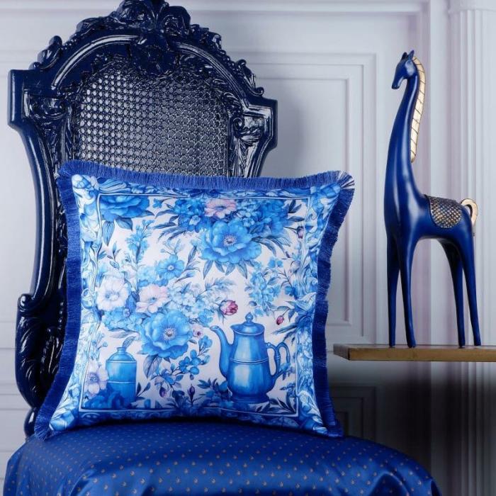 Patio Flora Cushion Cover  |   Printed Cushions Cushion Covers Blue, White